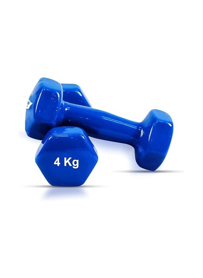 بي جي إم , أوزان الدمبل المصنوعة من الفينيل للجنسين بوزن 4 كجم، مثالية للتمرين المنزلي واليوجا والبيلاتس وتمارين الجيم وغير قابلة للانزلاق وسهلة الإمساك ومقاومة للخدش، وهي الأفضل للتمرين المنزلي - Image 1