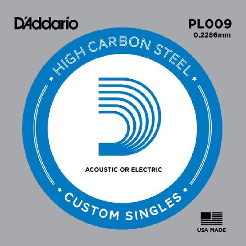 Daddario PL009 Single plain steel string for acoustic or electric instruments