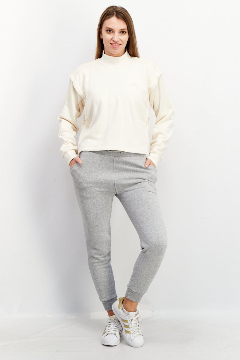 adidas Originals Women Mock Neck Classic Sweatshirt, Off White  - Image 3