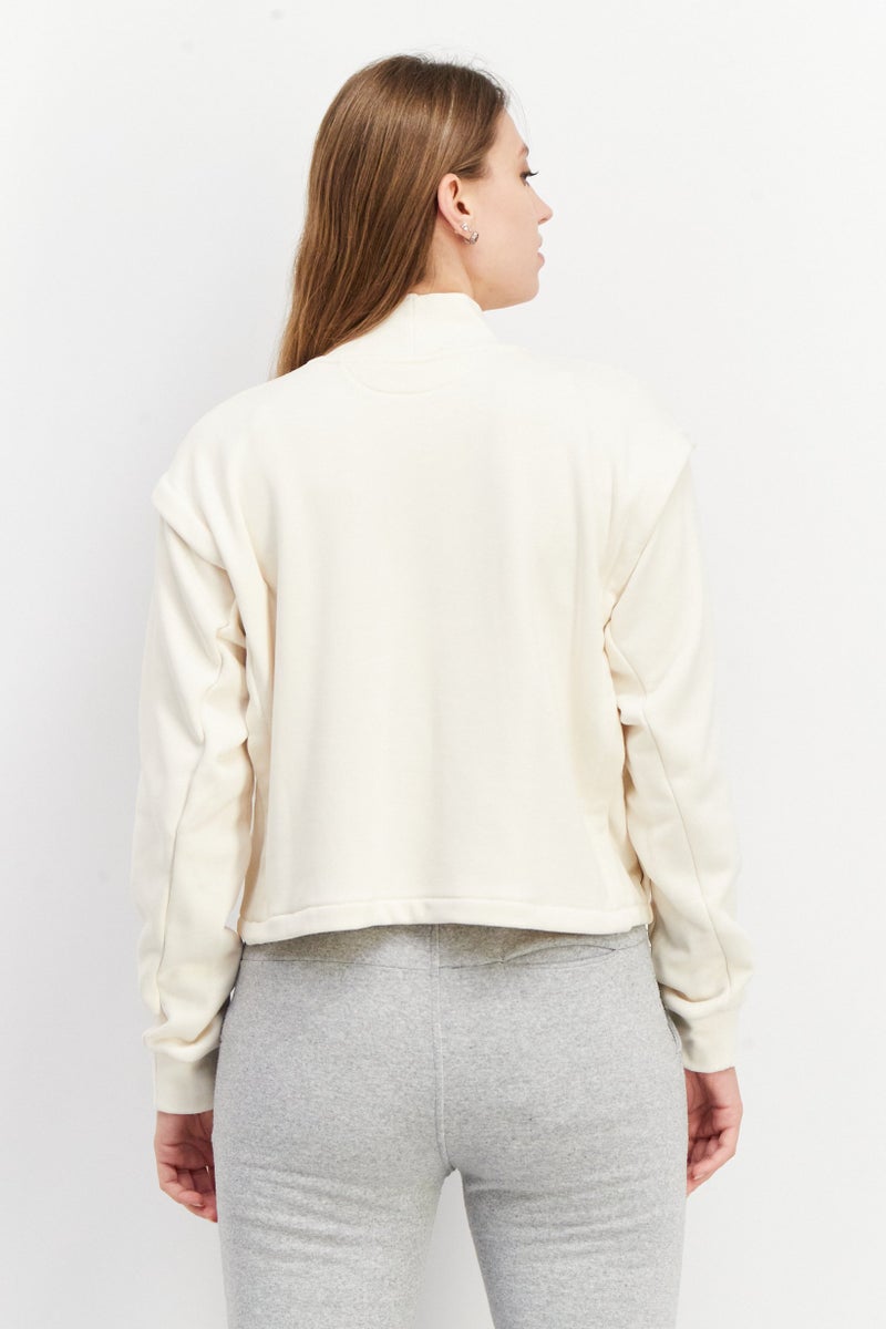 adidas Originals Women Mock Neck Classic Sweatshirt, Off White  - Image 4