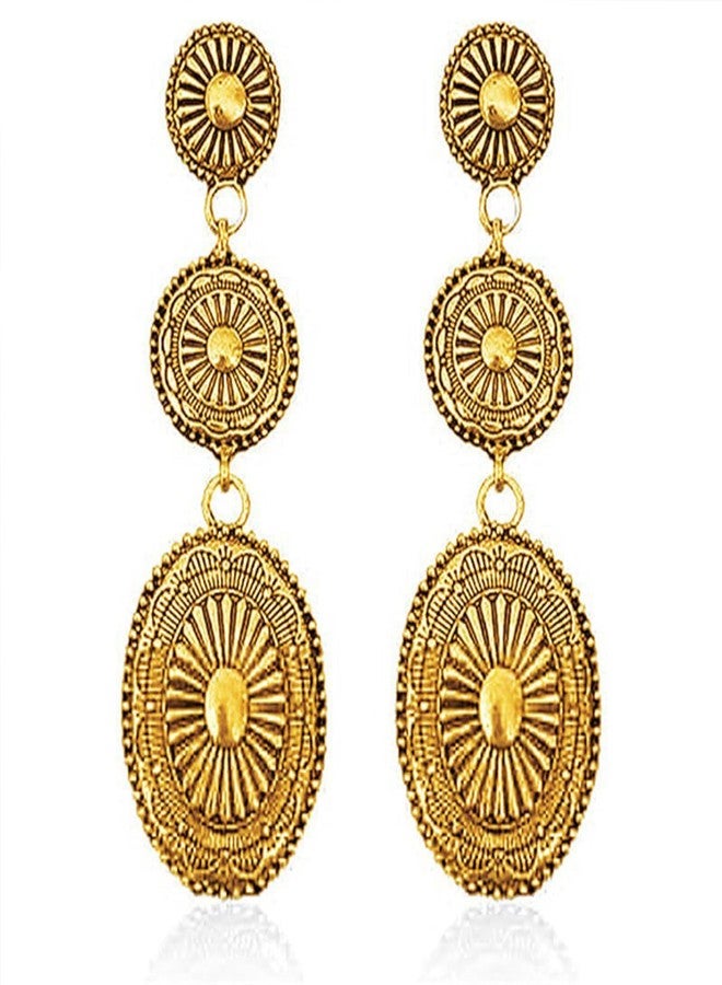 eartif Western Earrings for Women Vintage Waterdrop Long Dangle Earring Gold Boho Earrings Cowgirl Earring Country Concert Outfits Jewelry Accessories (Gold) - Image 1