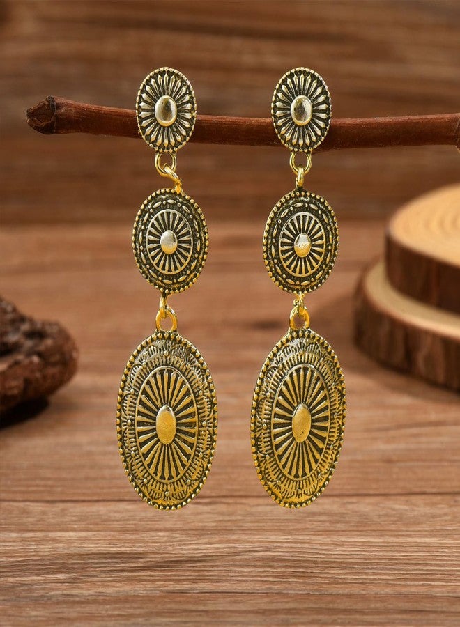 eartif Western Earrings for Women Vintage Waterdrop Long Dangle Earring Gold Boho Earrings Cowgirl Earring Country Concert Outfits Jewelry Accessories (Gold) - Image 2