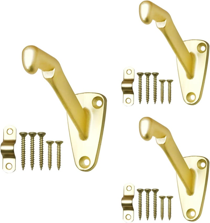 HOWTOOL Handrail Bracket Heavy Duty Champagne Brass V Style, 3 Pack | - Image 1