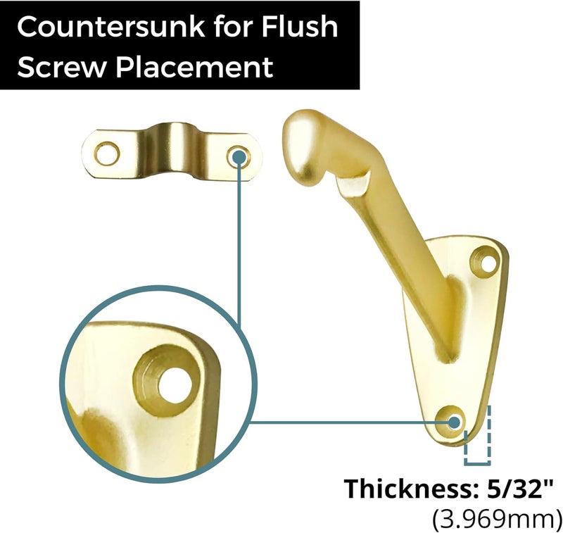 HOWTOOL Handrail Bracket Heavy Duty Champagne Brass V Style, 3 Pack | - Image 3