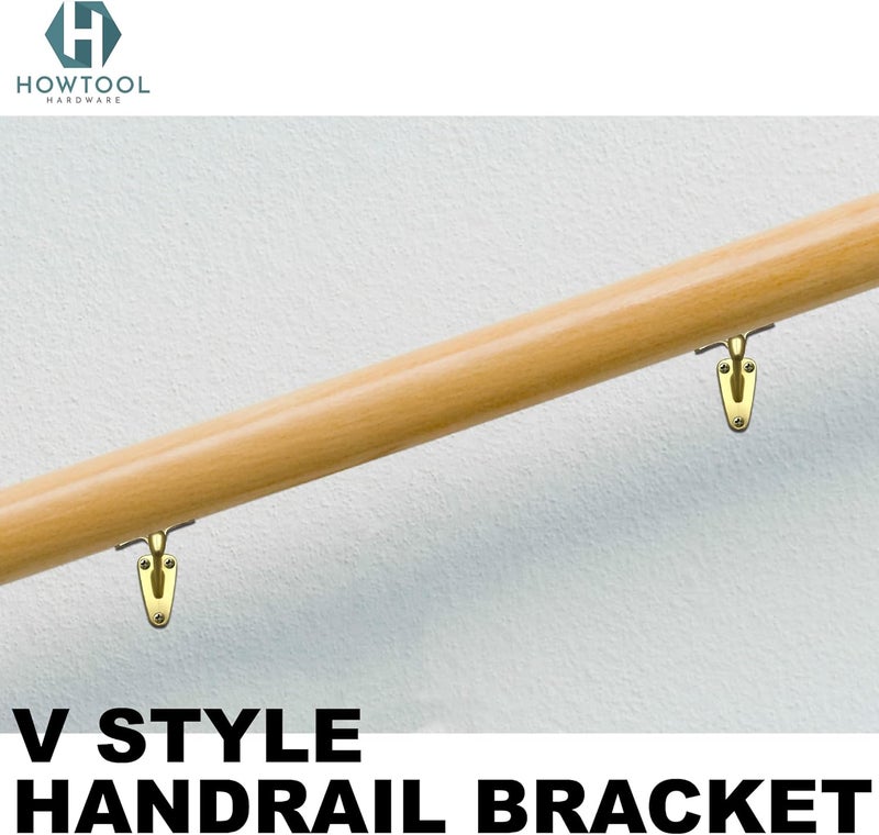 HOWTOOL Handrail Bracket Heavy Duty Champagne Brass V Style, 3 Pack | - Image 5