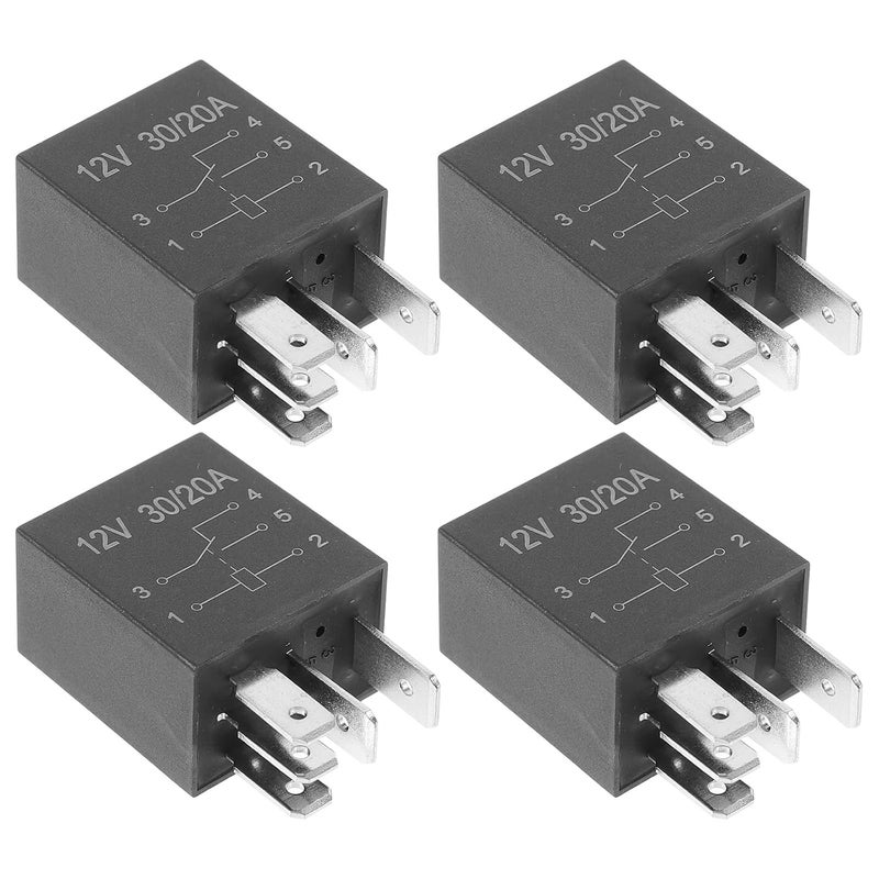GANAZONO 4pcs 12v 30a 5 Pin Automotive Starter Relays for Car Truck Marine Coil Control, Heavy Duty Electrical Replacement Parts - Image 1