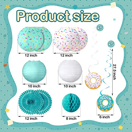 Hortsun 19 Pcs Donut Birthday Party Decorations Lanterns Hanging Donut Theme Decor Paper Lanterns Honeycomb Decorations Sweet One Birthday Party Supplies Donuts Decor Candy Ice CreamBlue - Image 5