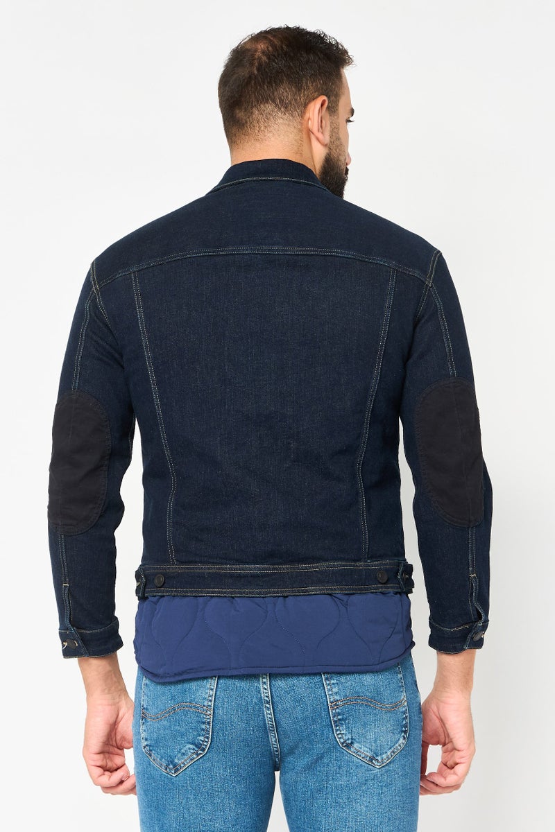 SELECTED Men Washed Long Sleeves Denim Jacket, Navy - Image 2