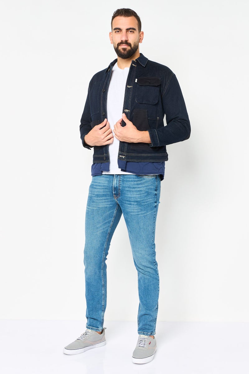 SELECTED Men Washed Long Sleeves Denim Jacket, Navy - Image 4