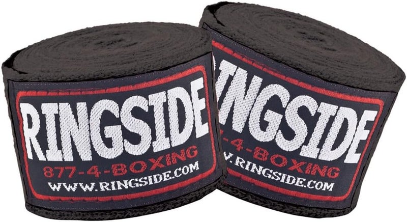Ringside Cotton Standard Boxing Handwraps - Extra Long 2" x 170" for Enhanced Hand Protection - Black - Image 1