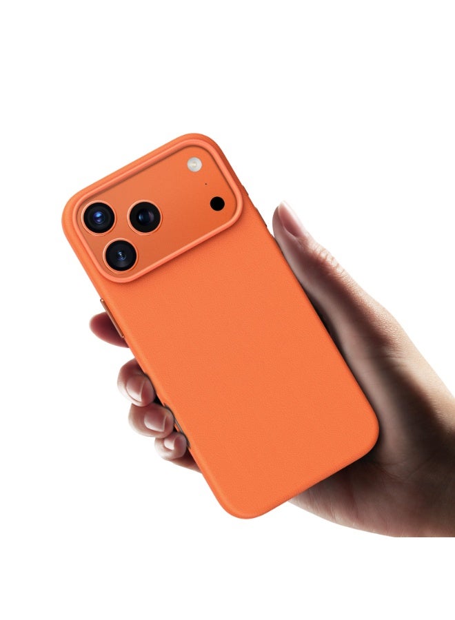 GREEN LION iPhone17 Pro Case Leather MagSafe / Camera Protection / Compatible Grip / Drop Protection Anti Scratch back cover- Orange - Image 2
