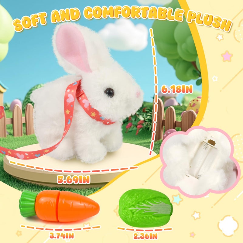 Voichic Easter Robot Bunny Pal- Bunby My Realistic Bunny Toy, Hopping Bunny with Sounds, Jumping, Twitching and Shaking Ears, Interactive Plush Bunny for Kids, Birthday Gift for Toddler (White) - Image 2