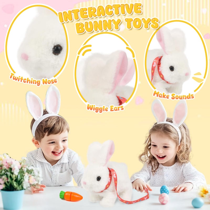 Voichic Easter Robot Bunny Pal- Bunby My Realistic Bunny Toy, Hopping Bunny with Sounds, Jumping, Twitching and Shaking Ears, Interactive Plush Bunny for Kids, Birthday Gift for Toddler (White) - Image 3