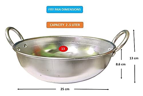 CHILLATAI® Fry Pan 2.5 Liter Capacity 9.5 inch/Multipurpose Use Indolium Kadai (25 cm Dia) - Image 2