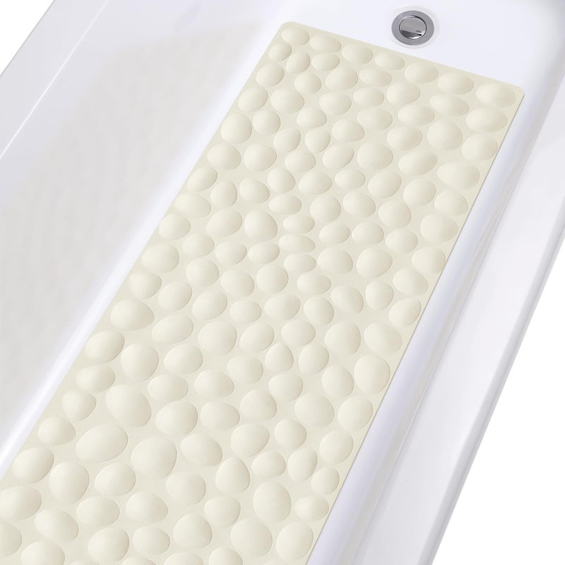 NonSlip Bathtub Mat OTHWAY Soft Rubber Bathroom Bathmat with Strong Suction Cups Beige