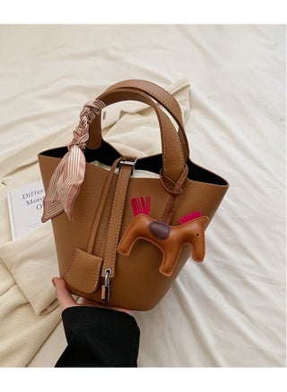 Patchwork Pendant Decor Simple Design Satchel Bag Include Pony Pendant and Silk Scarf - pzsku/Z495BA058B6684853C627Z/45/1746228635/5bbf5018-6d61-4f12-95a3-a64a0b3dd497