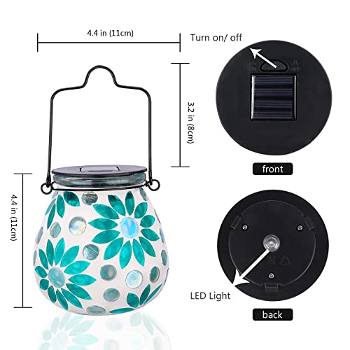 Bshine Mosaic Solar Lantern Outdoor Hanging Waterproof, Flower Mosaic Light Indoor Decorative Table, Garden Decor for Yard Outside, Path, Courtyard, Lawn, Birthday Gift for Mom Women Gardening - Image 2