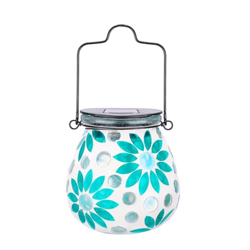 Bshine Mosaic Solar Lantern Outdoor Hanging Waterproof, Flower Mosaic Light Indoor Decorative Table, Garden Decor for Yard Outside, Path, Courtyard, Lawn, Birthday Gift for Mom Women Gardening - Image 1