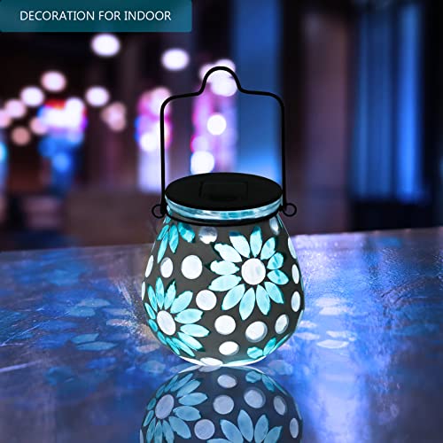 Bshine Mosaic Solar Lantern Outdoor Hanging Waterproof, Flower Mosaic Light Indoor Decorative Table, Garden Decor for Yard Outside, Path, Courtyard, Lawn, Birthday Gift for Mom Women Gardening - Image 5