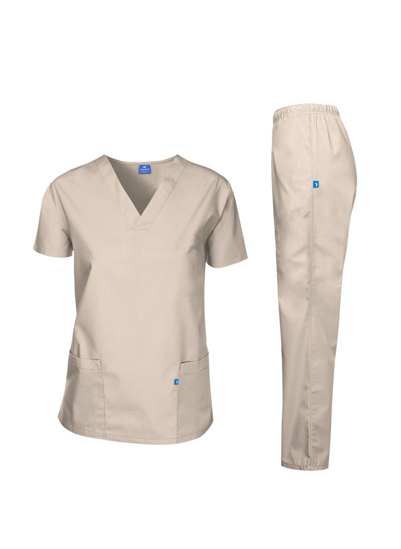 just adore Medical Scrub Suit for Men and Women Beige 