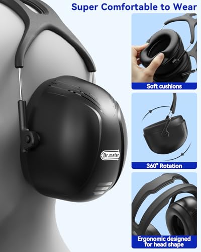 Dr.meter Noise Cancelling Headphones for Adults XL, SNR 35dB Noise Reduction Ear Muffs Safty Earmuffs, Ear Protection for Shooting Gun Range,Yard Work, Mowing, Construction, Workshops- Large Size - Image 3