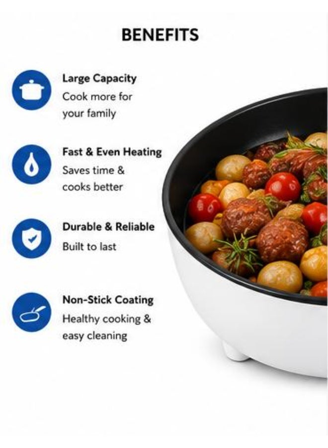 Ruay Multifunction Electric Skillet 4L Non Stick Cooking Pot 1000W Multi Cooker Frying Pan With Glass Lid For Frying Boiling Sautéing RA90 - Image 5
