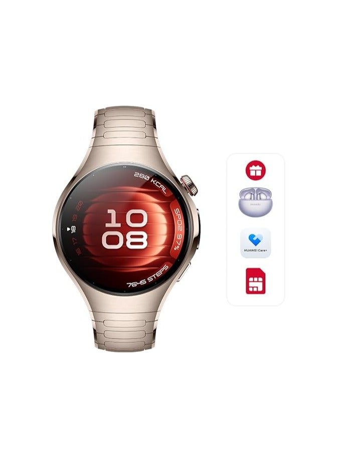 FIPKA WATCH 5 Smartwatch, Multi-sensing X-TAP technology, Real-Time Fingertip Blood Oxygen, eSIM, 2-Battery Modes, Intuitive Smart Gestures, Sand Gold - Image 1