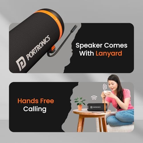 Portronics 15W Breeze 7 Wireless Bluetooth Speaker with Rotational Volume Control, Upto 6 Hours Playtime, Bluetooth 5.4V, Passive Bass Radiator, TWS Mode, RGB LED Lights, Type C Charging(Black) - Image 3