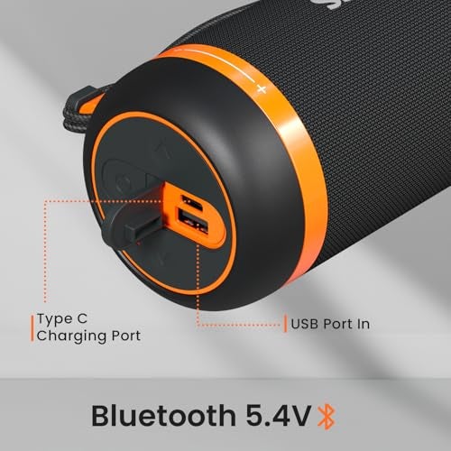 Portronics 15W Breeze 7 Wireless Bluetooth Speaker with Rotational Volume Control, Upto 6 Hours Playtime, Bluetooth 5.4V, Passive Bass Radiator, TWS Mode, RGB LED Lights, Type C Charging(Black) - Image 2
