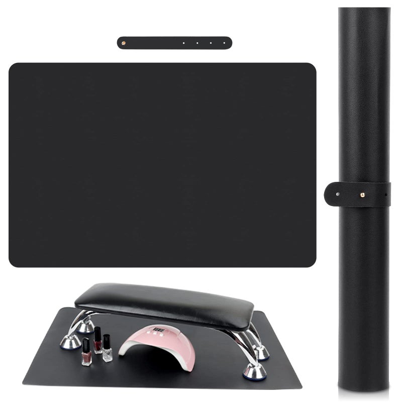 LIONVISON MAT ONLY Black Nail Art Table Mat Foldable Nail Art Hand Rest Pad for Nail Arm Rest Cushion Soft Microfiber Leather Nail Mat Manicure Pad Nail Table Pad Desk Mat for Nail Technician Salon Home