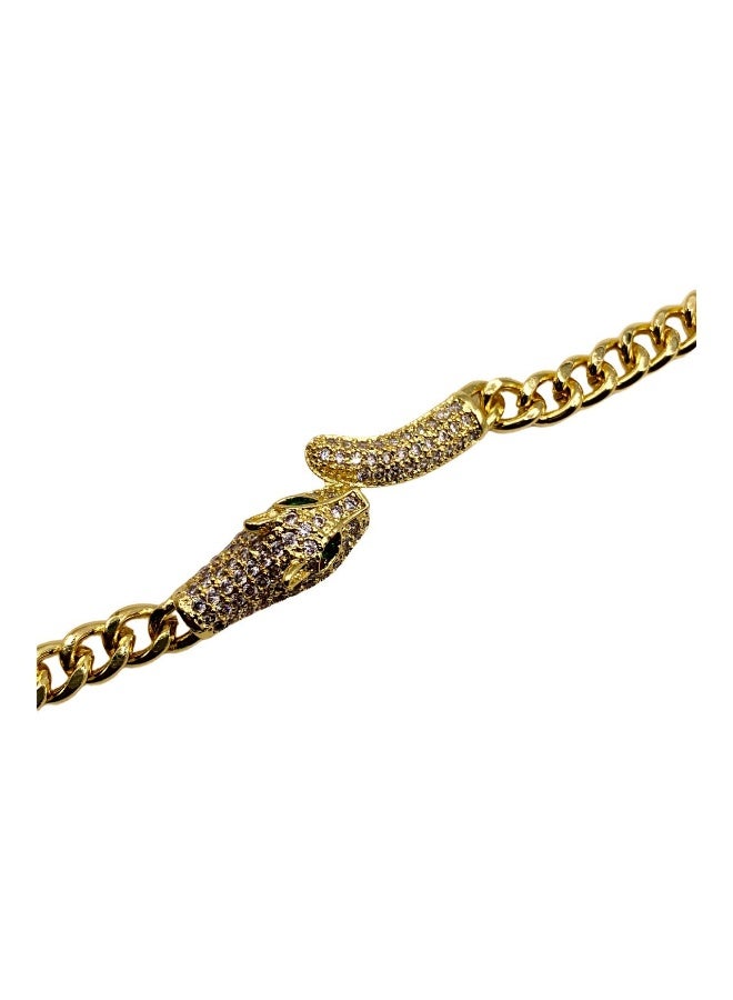 Influence Germany Women's Gold Plated Panther Bracelet – Iced Out Cuban Link with Crystal Stones - Image 2