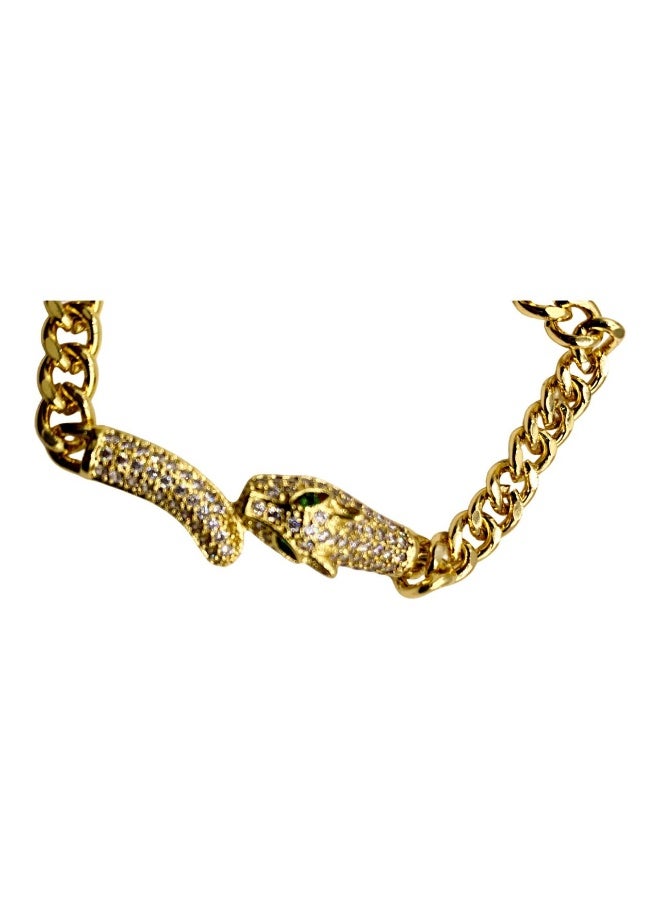 Influence Germany Women's Gold Plated Panther Bracelet – Iced Out Cuban Link with Crystal Stones - Image 4