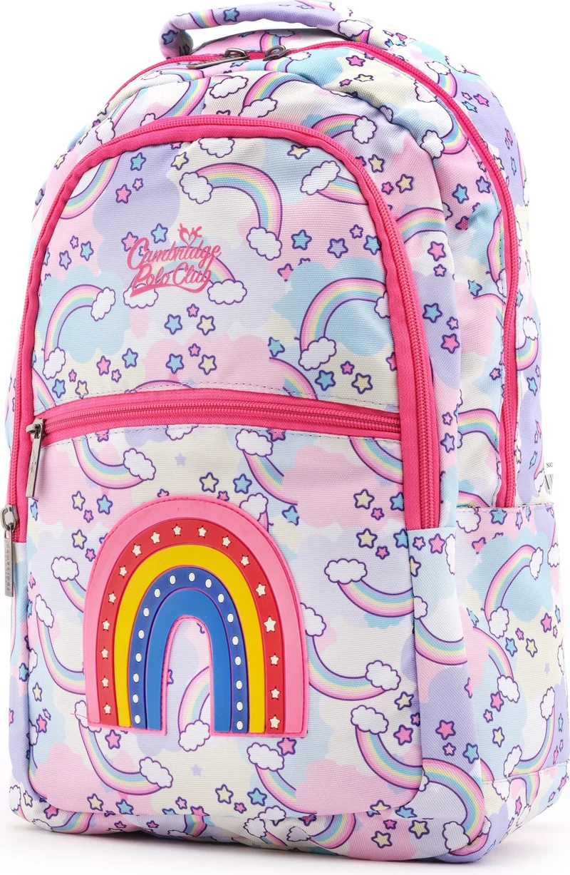 Cambridge Polo Club Rainbow Multi Compartment Girls Primary School Bag