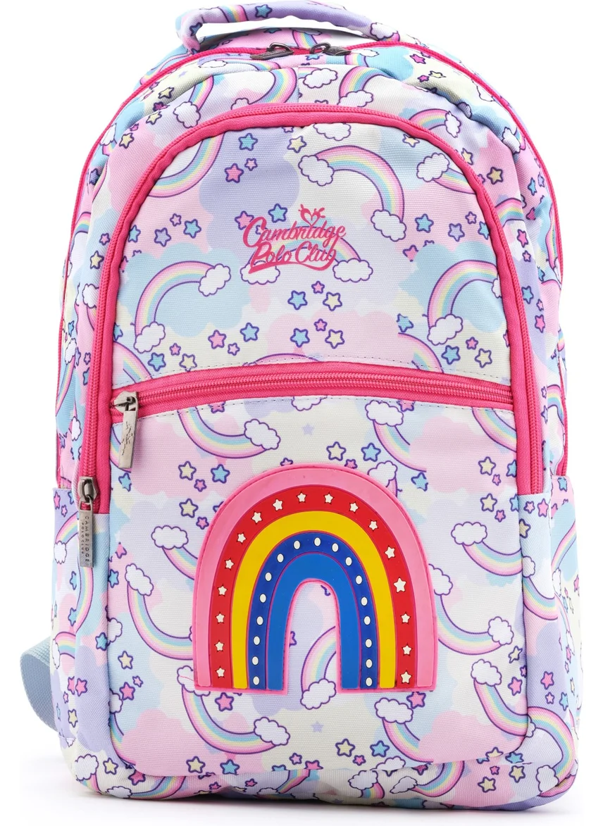 Cambridge Polo Club Rainbow Multi Compartment Girls Primary School Bag