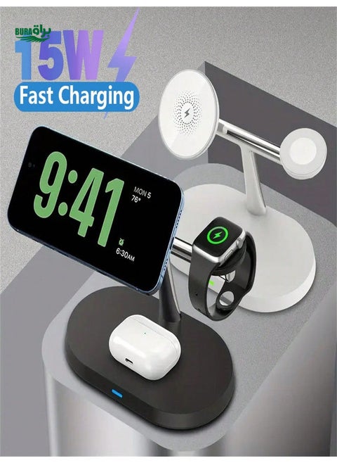 3 In 1 Magnetic Wireless Charger Stand For Macsafe IPhone 15 14 13 12 Pro Max Airpods 3 2 Apple Watch Fast Charging Station Compatible With IPhone Multiple Devices Compatible With IPhone 16 15 14, 13, 12, 11/Pro/Max/Mini/Plus, X, XR, XS/Max, SE, 8/Plus, Compatible With Apple Watch 1-8, Compatible With Airpods 3/2/Pro,Compatible With IPhone, IPad,Android Phone Gifts For Family,Friends,Kids,Birthday,Christmas, Winter, Girlfriend,Boyfriend