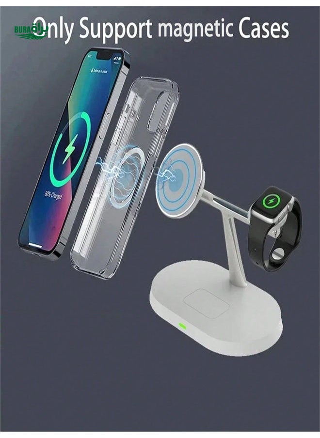 3 In 1 Magnetic Wireless Charger Stand For Macsafe IPhone 15 14 13 12 Pro Max Airpods 3 2 Apple Watch Fast Charging Station Compatible With IPhone Multiple Devices Compatible With IPhone 16 15 14, 13, 12, 11/Pro/Max/Mini/Plus, X, XR, XS/Max, SE, 8/Plus, Compatible With Apple Watch 1-8, Compatible With Airpods 3/2/Pro,Compatible With IPhone, IPad,Android Phone Gifts For Family,Friends,Kids,Birthday,Christmas, Winter, Girlfriend,Boyfriend