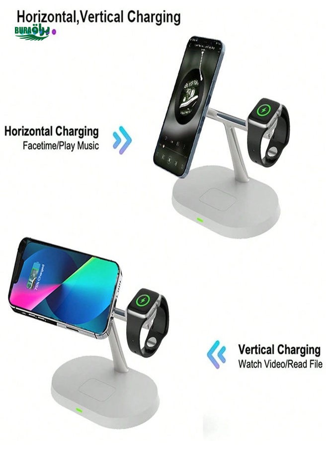 3 In 1 Magnetic Wireless Charger Stand For Macsafe IPhone 15 14 13 12 Pro Max Airpods 3 2 Apple Watch Fast Charging Station Compatible With IPhone Multiple Devices Compatible With IPhone 16 15 14, 13, 12, 11/Pro/Max/Mini/Plus, X, XR, XS/Max, SE, 8/Plus, Compatible With Apple Watch 1-8, Compatible With Airpods 3/2/Pro,Compatible With IPhone, IPad,Android Phone Gifts For Family,Friends,Kids,Birthday,Christmas, Winter, Girlfriend,Boyfriend