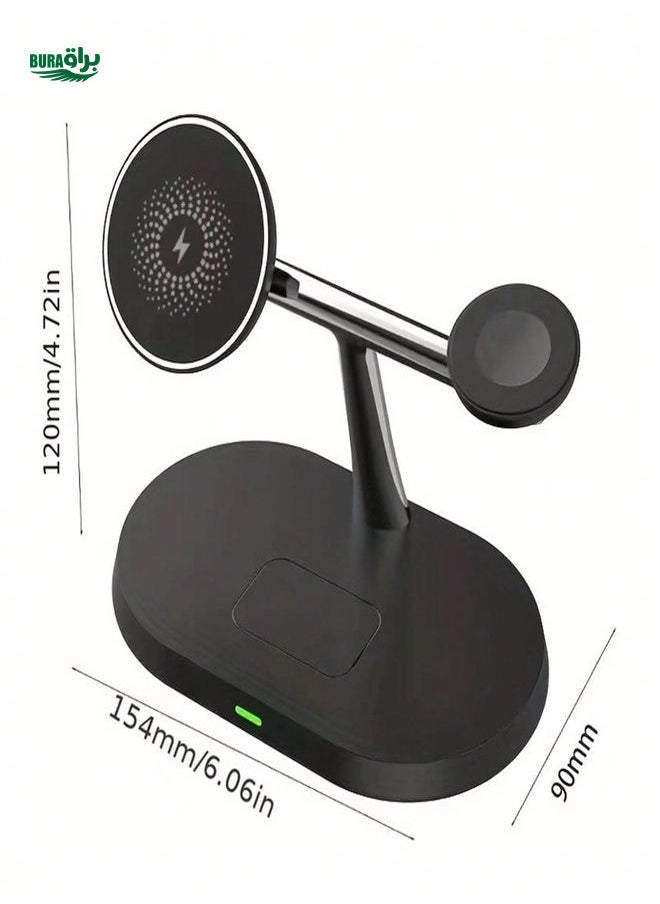 3 In 1 Magnetic Wireless Charger Stand For Macsafe IPhone 15 14 13 12 Pro Max Airpods 3 2 Apple Watch Fast Charging Station Compatible With IPhone Multiple Devices Compatible With IPhone 16 15 14, 13, 12, 11/Pro/Max/Mini/Plus, X, XR, XS/Max, SE, 8/Plus, Compatible With Apple Watch 1-8, Compatible With Airpods 3/2/Pro,Compatible With IPhone, IPad,Android Phone Gifts For Family,Friends,Kids,Birthday,Christmas, Winter, Girlfriend,Boyfriend