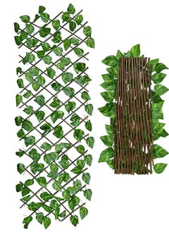 Toshionics Artificial Wooden Privacy Fence Screen Leaf Faux Ivy Expandable Stretchable Extended Telescopic Decoration For Balcony Patio Garden Outdoor Decorative Fencing Panel Wall Decor  - Image 1