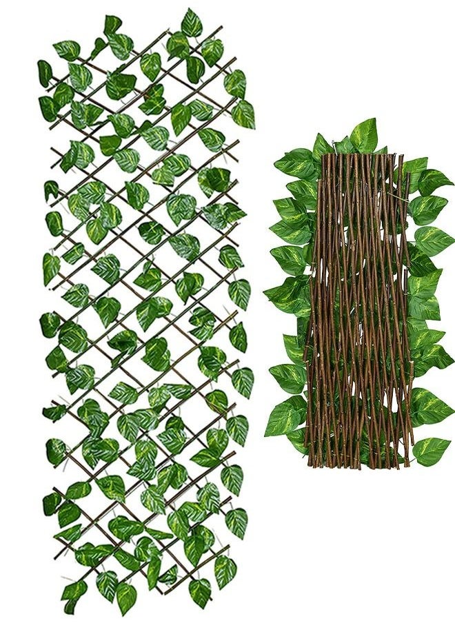 Toshionics Artificial Wooden Privacy Fence Screen Leaf Faux Ivy Expandable Stretchable Extended Telescopic Decoration For Balcony Patio Garden Outdoor Decorative Fencing Panel Wall Decor  - Image 1