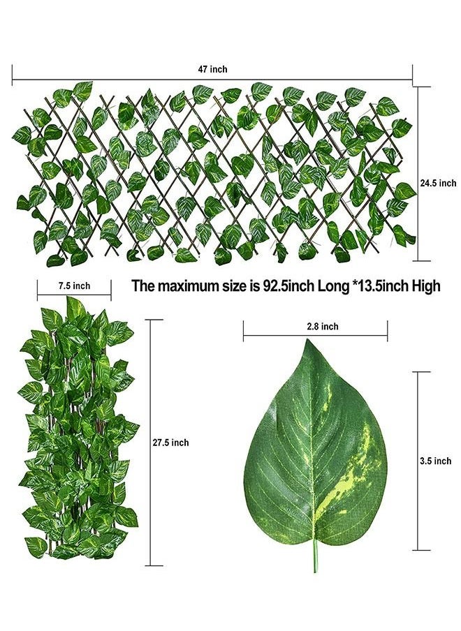 Toshionics Artificial Wooden Privacy Fence Screen Leaf Faux Ivy Expandable Stretchable Extended Telescopic Decoration For Balcony Patio Garden Outdoor Decorative Fencing Panel Wall Decor  - Image 2