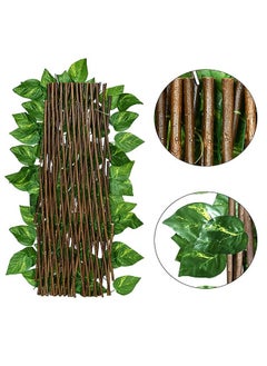 Toshionics Artificial Wooden Privacy Fence Screen Leaf Faux Ivy Expandable Stretchable Extended Telescopic Decoration For Balcony Patio Garden Outdoor Decorative Fencing Panel Wall Decor  - Image 4