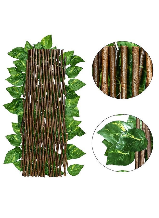Toshionics Artificial Wooden Privacy Fence Screen Leaf Faux Ivy Expandable Stretchable Extended Telescopic Decoration For Balcony Patio Garden Outdoor Decorative Fencing Panel Wall Decor  - Image 4