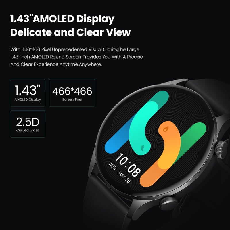ساعة ذكية AMOLED HD - BT 5.2 مراقب نسبة الأكسجين في الدم ومعدل ضربات القلب - 105 وضعًا رياضيًا مقاومة للماء IP68 متوافقة مع Android و iOS - Image 4