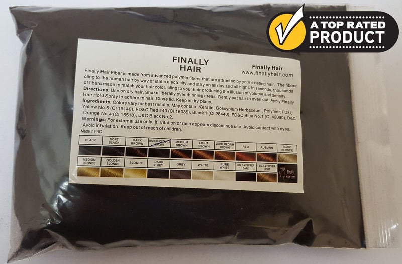 Finally Hair Building Fiber Refill 100 Grams Dark Chocolate Brown Hair Loss Concealer by Finally Hair (Dark Chocolate Brown) - Image 1