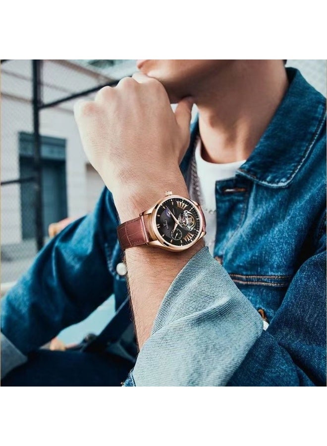 Miniso Luxury Quartz Wristwatch Model 5531 – Classic Leather Strap Waterproof Watch for Men, 30M Water Resistance, Elegant Black Rose Gold Design - Image 2