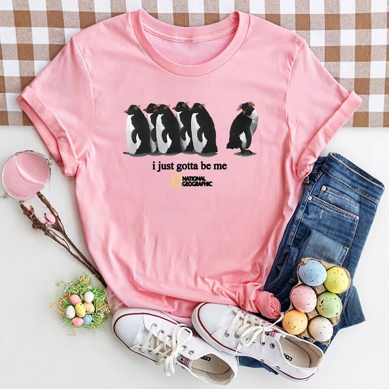 Independent Station Women'S Tops Round Neck Cartoon Printed Short-Sleeved T-Shirt-M - Image 4