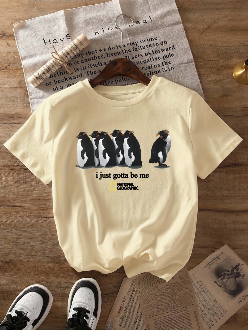 Independent Station Women'S Tops Round Neck Cartoon Printed Short-Sleeved T-Shirt-M - Image 1