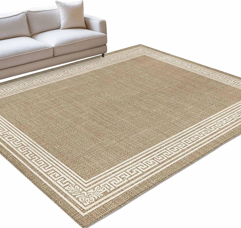 Hallway Runner Rug 2.7'x5', Brown Retro Greek Key Bathroom Area Rugs for Kitchen Bedroom Laundry, Geometric Greece Ancient Meander Fret Non Slip Door Mat Indoor Entrance Floor Throw Bedsides Carpet - Image 3