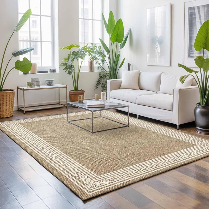 Hallway Runner Rug 2.7'x5', Brown Retro Greek Key Bathroom Area Rugs for Kitchen Bedroom Laundry, Geometric Greece Ancient Meander Fret Non Slip Door Mat Indoor Entrance Floor Throw Bedsides Carpet - Image 5